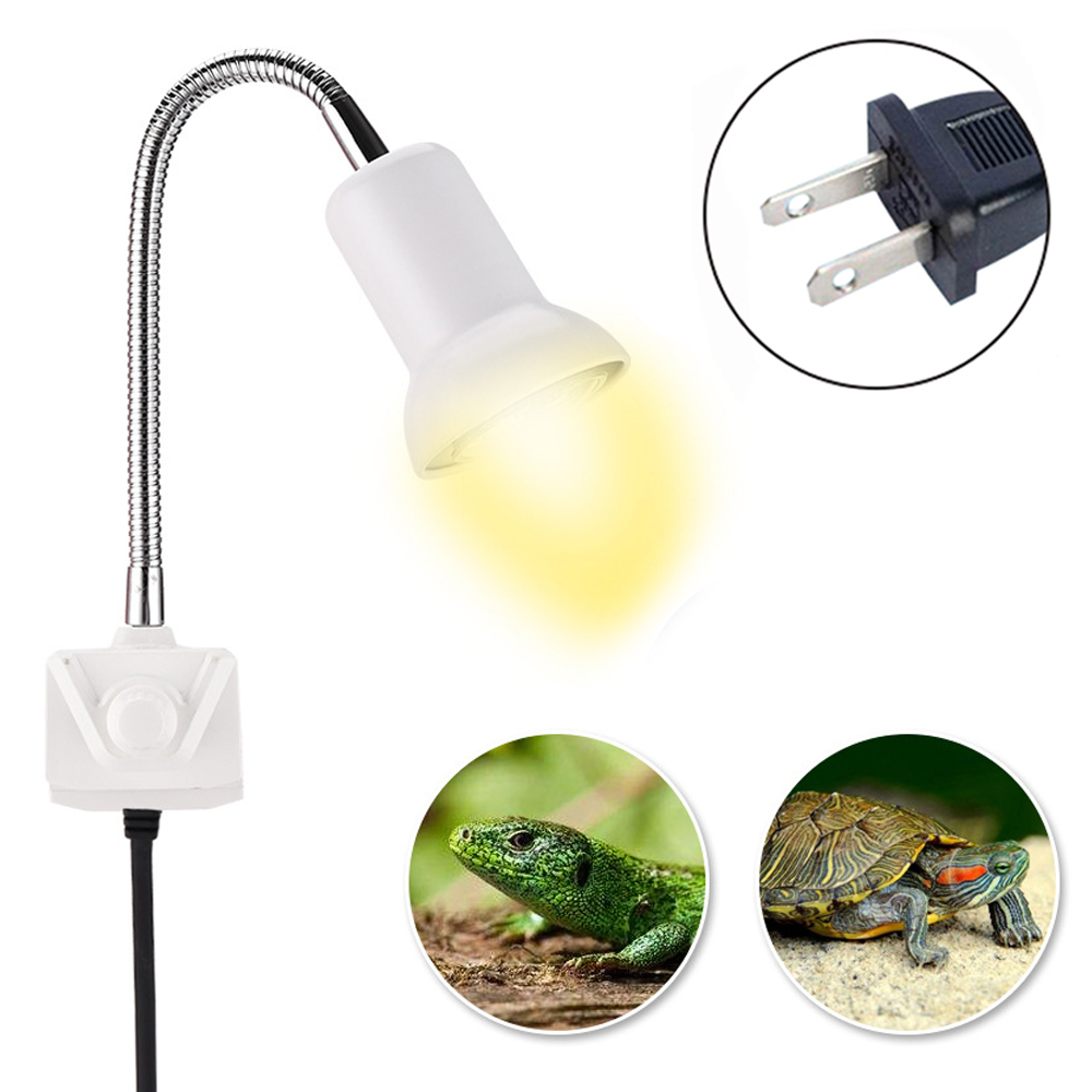 Reptile Heat Lamp Sun Lamp With Adjustable Holder Clamp Lamp With Switch Turtle Basking Spot Light With 360°Rotatable Arm Power Adapter For Lizard Turtle Snake Amphibian - 50W